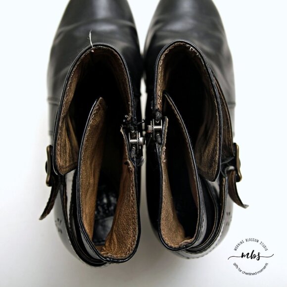 Frye Patty Buckle Side Zip Riding Heeled Booties - Picture 11 of 15